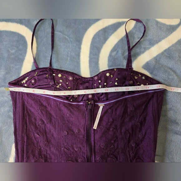 Free People Purple Tulle Dress with Beaded Satin Bodice Size Medium - Picture 12 of 13